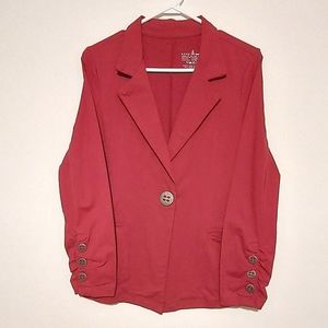 Neon Buddha Women's Pinky Red Button Front Long Sleeved Jacket EUC Size S